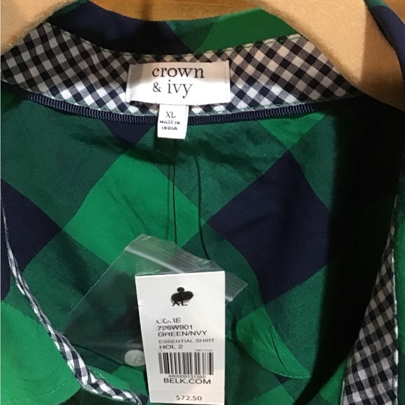 Women’s size XL   NWT crown, and ivy green and navy button down TOP - Picture 2 of 5